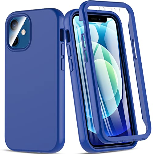 Hensinple Für iPhone 12 Mini Hülle, 360 Grad Rundumschutz handyhülle iPhone 12 Mini Mit Eingebautem 9H Displayschutz, Stoßfest Schutzhülle iPhone 12 Mini Bumper Case Cover für iPhone 12 Mini-Blau von Hensinple