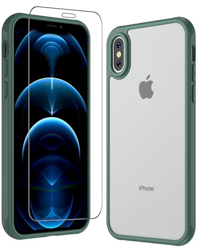 Hensinple Hülle für iPhone X, Matt Transluzente Hülle iPhone XS Militärschutz Stoßfeste Schutzhülle mit Panzerglas für iPhone X/XS Anti-Fingerabdruck Kratzfeste TPU Bumper iPhone X Case (Grün) Hensinple Hülle für iPhone X, Matt Transluzente Hülle iPhone XS Militärschutz Stoßfeste Schutzhülle mit Panzerglas für iPhone X/XS Anti-Fingerabdruck Kratzfeste TPU Bumper iPhone X Case (Grün) von Hensinple
