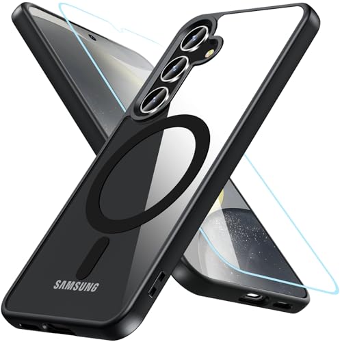 Hensinple für Samsung Galaxy S25/S24 Hülle für Magsafe mit Panzer Schutz Glas,Magnetisch Handyhülle Samsung S25/S24 Stoßfest Schutz Dünn Transparent Outdoor Schutzhülle Case für S25/S24 Schwarz Hensinple für Samsung Galaxy S25/S24 Hülle für Magsafe mit Panzer Schutz Glas,Magnetisch Handyhülle Samsung S25/S24 Stoßfest Schutz Dünn Transparent Outdoor Schutzhülle Case für S25/S24 Schwarz von Hensinple