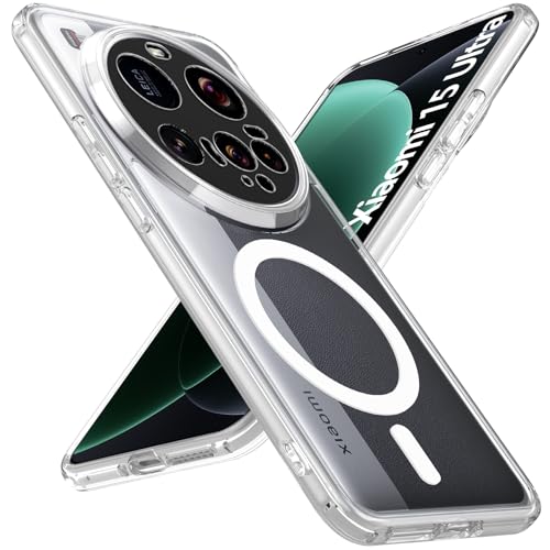Hensinple für Xiaomi 15 Ultra Hülle 6.73 Zoll, Magnetisch Xiaomi 15 Ultra Case Kompatibel mit MagSafe [Zuverlässiger Schutz] Stoßfest Hülle XiaoMi 15 Ultra Matt Transluzente Bumper Schutzhülle, Clear von Hensinple