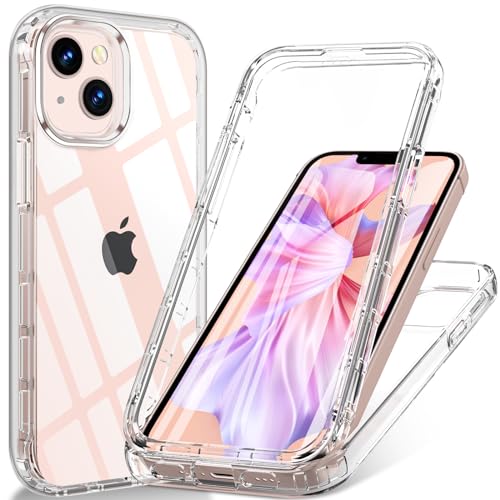 Hensinple für iPhone 13 Mini Hülle 5,4 Zoll, Handyhülle iPhone 13 Mini Mit Eingebautem Displayschutz, 360 Rundumschutz Stoßfest Bumper Case Outdoor Cover Schutzhülle für iPhone 13 Mini - Transparent von Hensinple