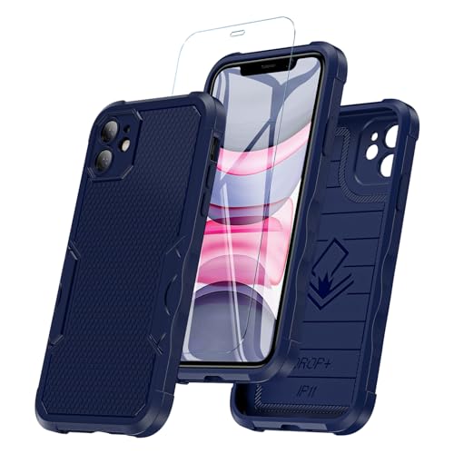 Hülle für iPhone 11, Handyhülle iPhone 11 mit HD Displayschutz-Glas Stoßfest Militärstandard FallSchutz Robust Hülle iPhone 11 6,1 Zoll Stoßdämpfung an Vier Ecken iPhone 11 Case (Blau) von Hensinple