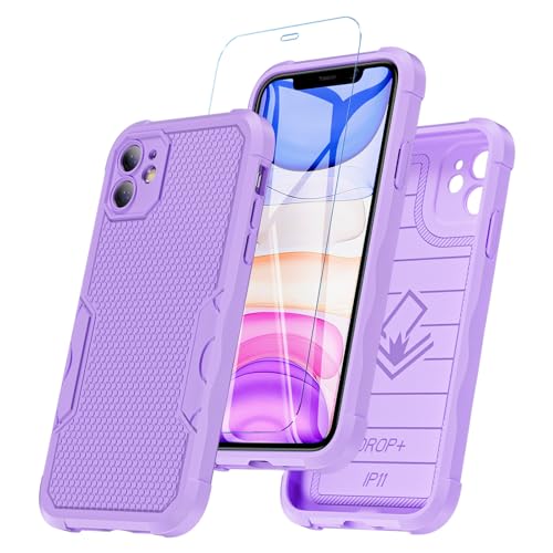 Hülle für iPhone 11, Handyhülle iPhone 11 mit HD Displayschutz-Glas Stoßfest Militärstandard FallSchutz Robust Hülle iPhone 11 6,1 Zoll Stoßdämpfung an Vier Ecken iPhone 11 Case (Violett) von Hensinple