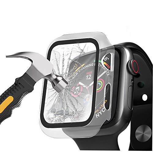 [2 Stück] Henstar Schwarz Hard Apple Watch Series 7 45mm Hülle Mit Displayschutz, Rundum Schutzhülle Ultradünne Schutz Case für iWatch (Series 7 45mm, Transparent) von Henstar