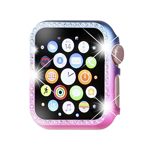 Henstar Kompatibel mit Apple Watch Hülle 38 mm, iWatch Gesicht Bling Kristall Diamanten Platte Abdeckung Schutzrahmen kompatibel mit Apple Watch Serie 7/8 (Colorful-Diamond, Serie 7, 8, 41 mm) von Henstar