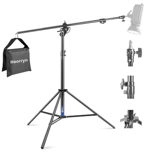 Heorryn 2-in-1 Aluminium Lichtständer 400cm/13ft, Einstellbare Fotografie Lichtstativ Lampenstativ mit Auslegerarm 1/4" Schraube für Softbox, Regenschirm, Ringlicht, Studio Monolight, Max Load 5kg Heorryn 2-in-1 Aluminium Lichtständer 400cm/13ft, Einstellbare Fotografie Lichtstativ Lampenstativ mit Auslegerarm 1/4" Schraube für Softbox, Regenschirm, Ringlicht, Studio Monolight, Max Load 5kg von Heorryn