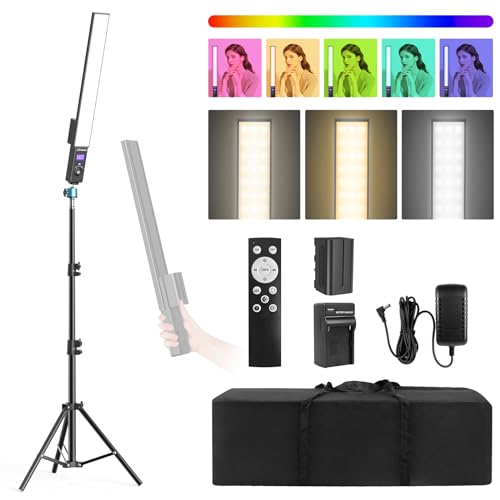 Heorryn LED Video Light Stick Wand batteriebetrieben, dimmbar 3000-6000K Foto Studio Beleuchtung Kit mit 6600mAh Li-Ionen Akku und Ständer für Live Streaming, YouTube, Porträt von Heorryn