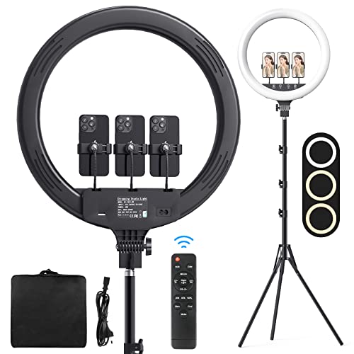 LED Ringlicht 18 Zoll, Heorryn 48 Zentimeter Ringleuchte Licht hell Set mit 200 cm Stativ & 3 Telefonhalterung für Smartphone YouTube TikTok Live Stream Porträt Make-up Vlog Videofotografie LED Ringlicht 18 Zoll, Heorryn 48 Zentimeter Ringleuchte Licht hell Set mit 200 cm Stativ & 3 Telefonhalterung für Smartphone YouTube TikTok Live Stream Porträt Make-up Vlog Videofotografie von Heorryn