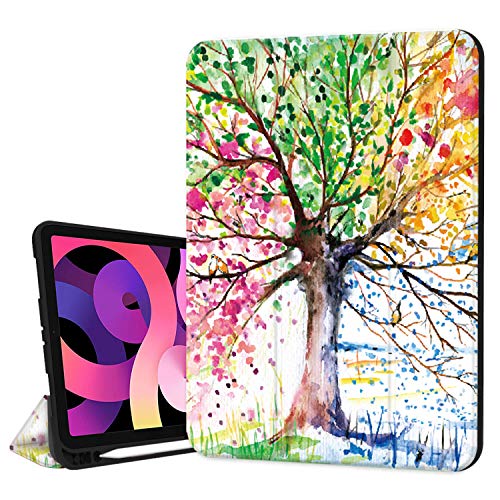 Hepix Schutzhülle für iPad Air 4. Generation 2020 Love Tree, iPad Air 27.7 cm (10.9 Zoll), mit Stifthalter, automatische Sleep/Wake-Funktion, kabelloses Laden, vier Jahreszeiten von Hepix