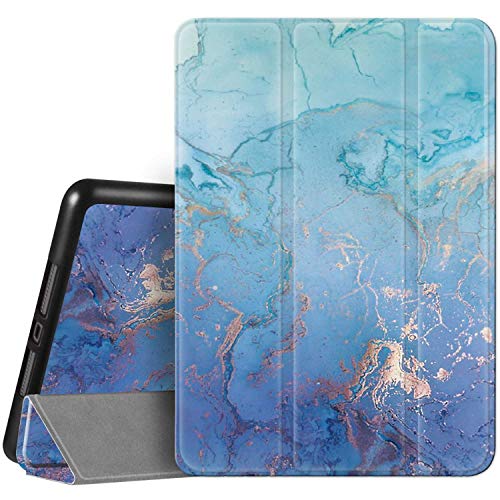 Hepix iPad 9. 8. 7. Generation Hülle iPad 10.2 Hülle mit Stifthalter 2021 2020 2019, Blau Marmor Trifold Stand Schutzhülle Stoßfest Cover Auto Sleep Wake für A2270 A2428 A2429 A2197 A2198 A2200 von Hepix