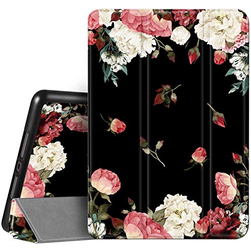 Hepix iPad 9. 8. 7. Generation Hülle iPad 10.2 Hülle mit Stifthalter 2021 2020 2019, Rose Flower Floral Trifold Black Shockproof Smart Cover Auto Sleep Wake for A2270 A2428 A2429 A2197 A2198 A2200 von Hepix