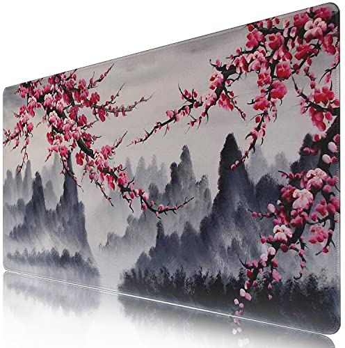 Großes Gaming-Mauspad mit japanischem Kirschblüten-Design, stabile Gummiunterseite, mit genähten Kanten, XXL-Tastatur-Mauspad, Schreibtischunterlagen auf Schreibtischen, Zuhause, 89.9x40.9 cm Großes Gaming-Mauspad mit japanischem Kirschblüten-Design, stabile Gummiunterseite, mit genähten Kanten, XXL-Tastatur-Mauspad, Schreibtischunterlagen auf Schreibtischen, Zuhause, 89.9x40.9 cm von Heqianco