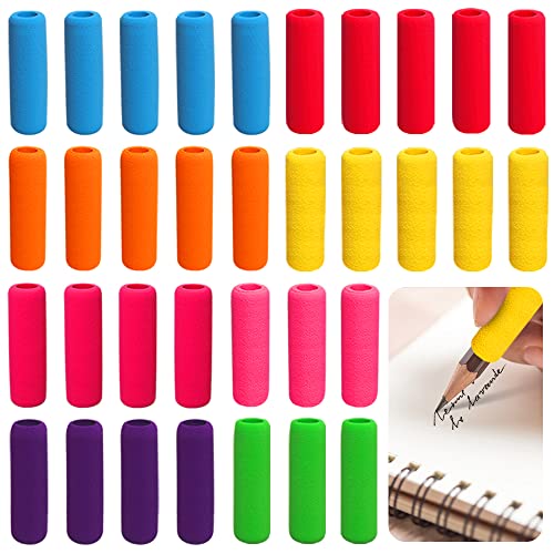 Heqishun 40 Stücke Bleistiftgriff Ergonomische Stiftehalter Bleistift Handschrift aus Weicher Schaumstoff Bleistiftgriff für Kinder Schüler Erwachsene von Heqishun