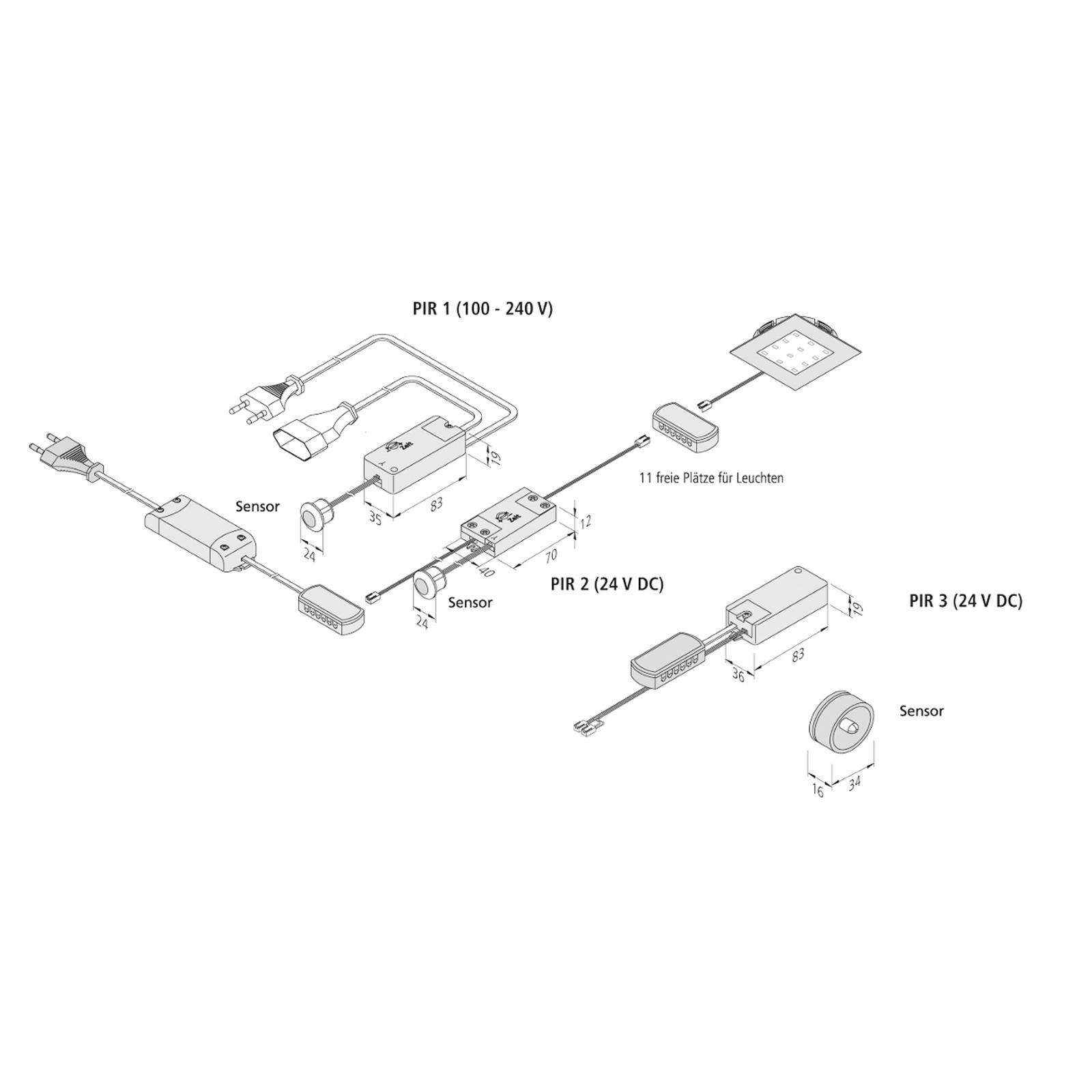 Bewegungsmelder PIR zum Einbau mit Stecker 230 V von Hera