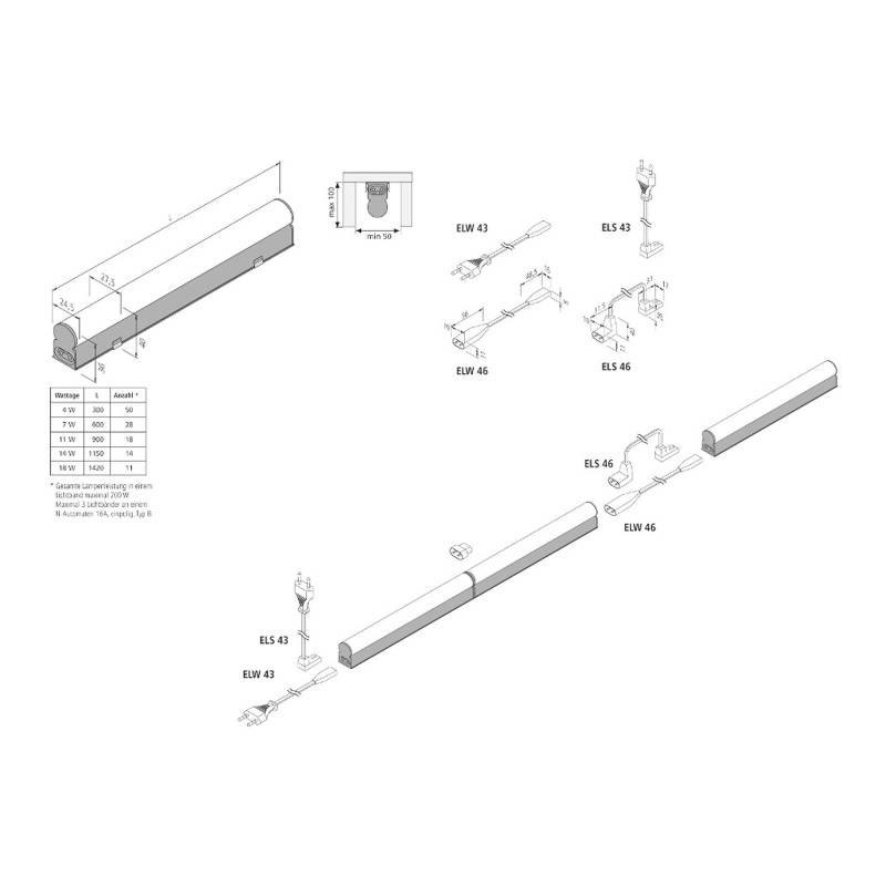 LED-Lichtleiste EcoLite F HO Anbau, 4.000K, 115cm von Hera