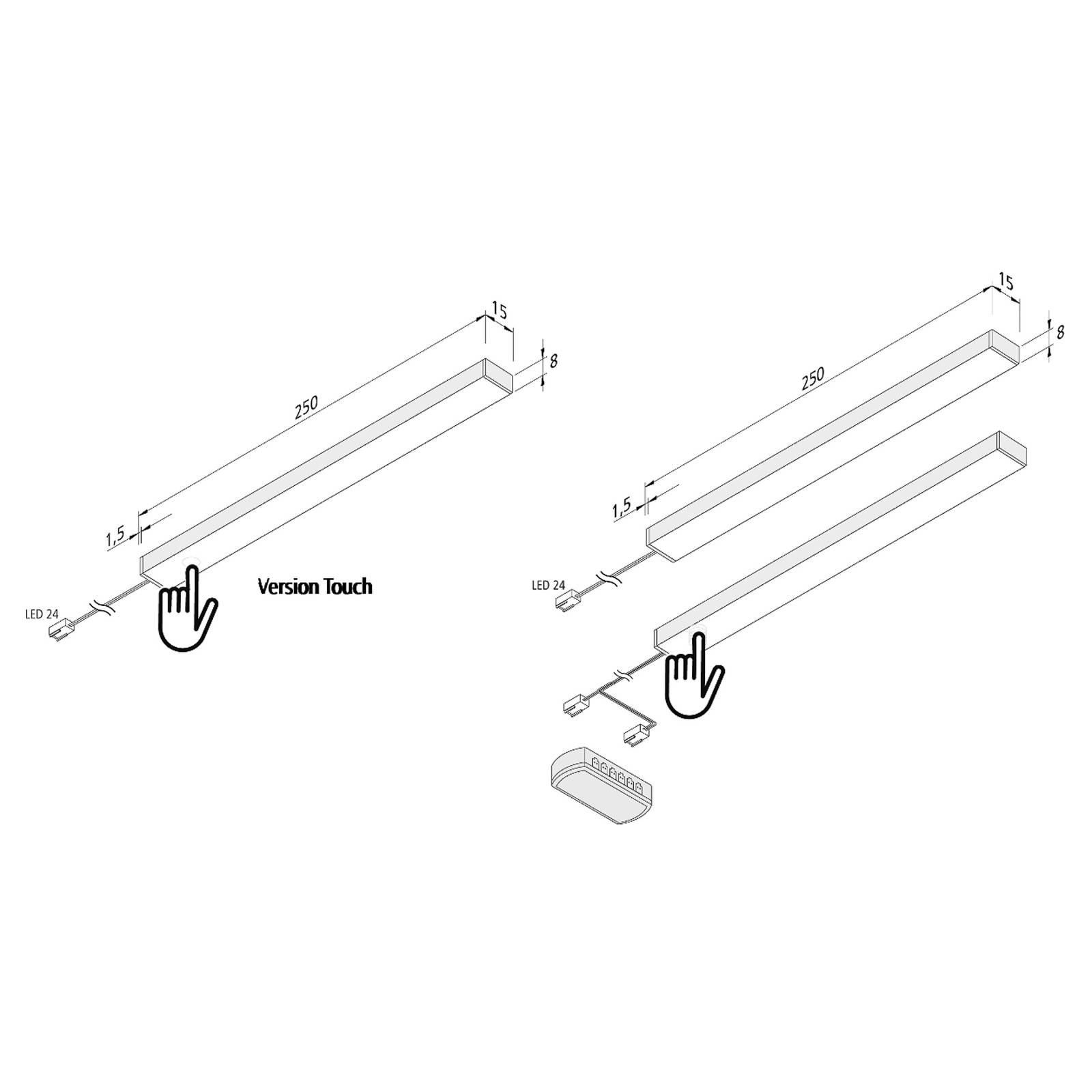 LED-Unterbaulampe Add-On Mini Touchdim 3er 4.000K von Hera