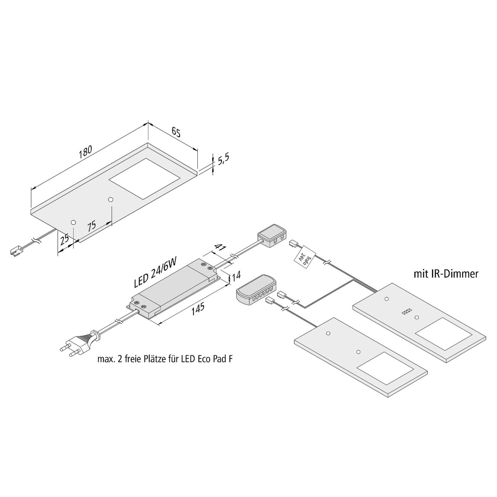 LED-Unterbaulampe Eco-Pad F 2x-Set 4.000K alu LED-Unterbaulampe Eco-Pad F 2x-Set 4.000K alu von Hera