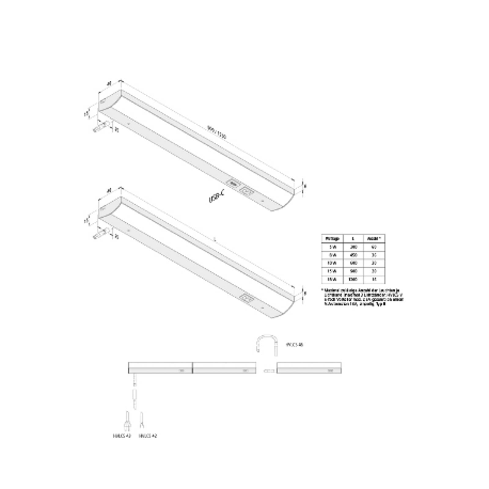 LED-Unterbaulampe ModuLite F, aluminium, 45 cm, 4.000 K, Alu LED-Unterbaulampe ModuLite F, aluminium, 45 cm, 4.000 K, Alu von Hera
