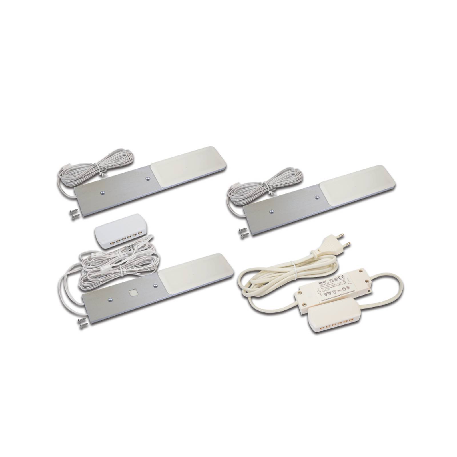LED-Unterschrankleuchte S-Pad F, 3er-Set, alu 4.000 K Dimmer LED-Unterschrankleuchte S-Pad F, 3er-Set, alu 4.000 K Dimmer von Hera