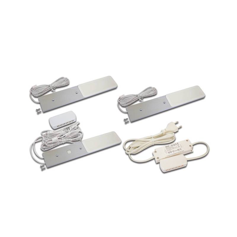 LED-Unterschrankleuchte S-Pad F, 3er-Set, alu 4.000 K Dimmer von Hera