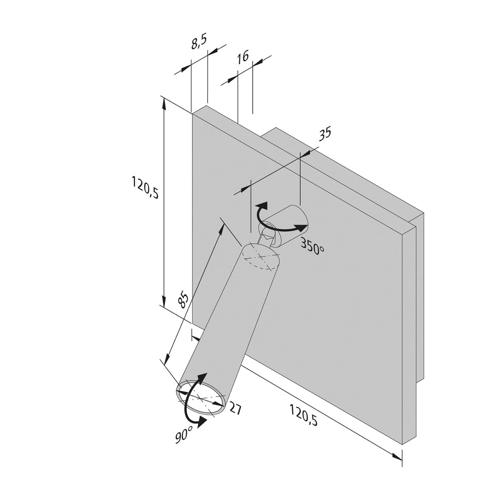 Leseleuchte BL1-LED, Ein-/Anbau, edelstahl von Hera