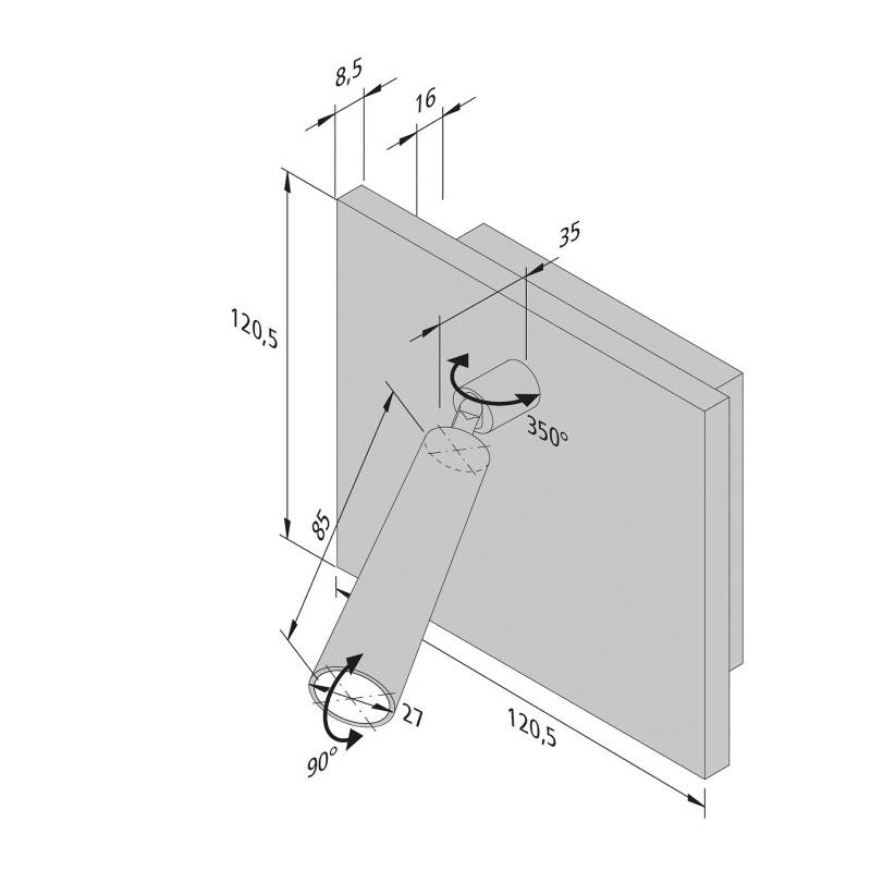 Leseleuchte BL1-LED, Ein-/Anbau, edelstahl von Hera