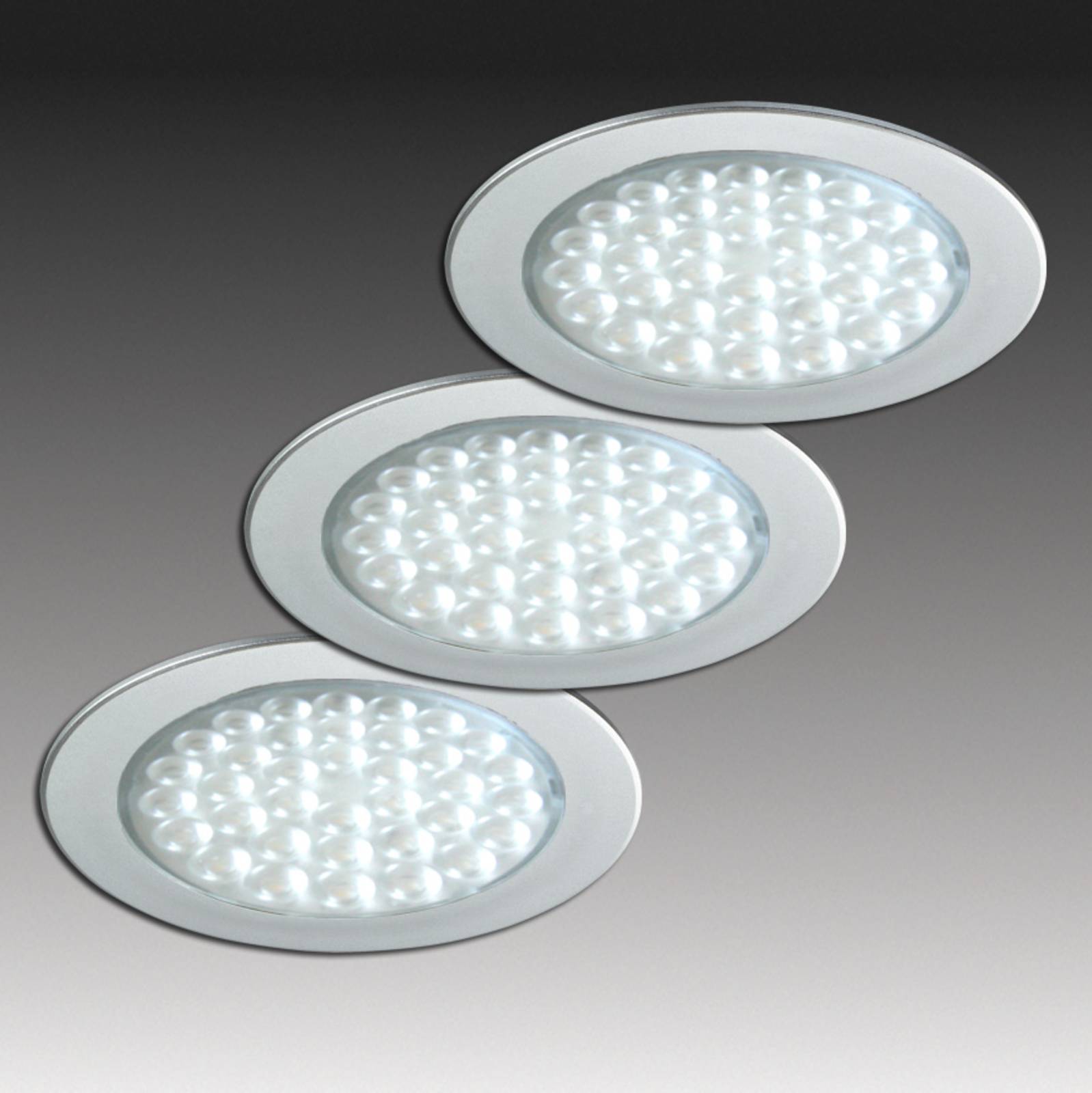 R 68-LED Einbaustrahler in Edelstahloptik, 3er-Set von Hera