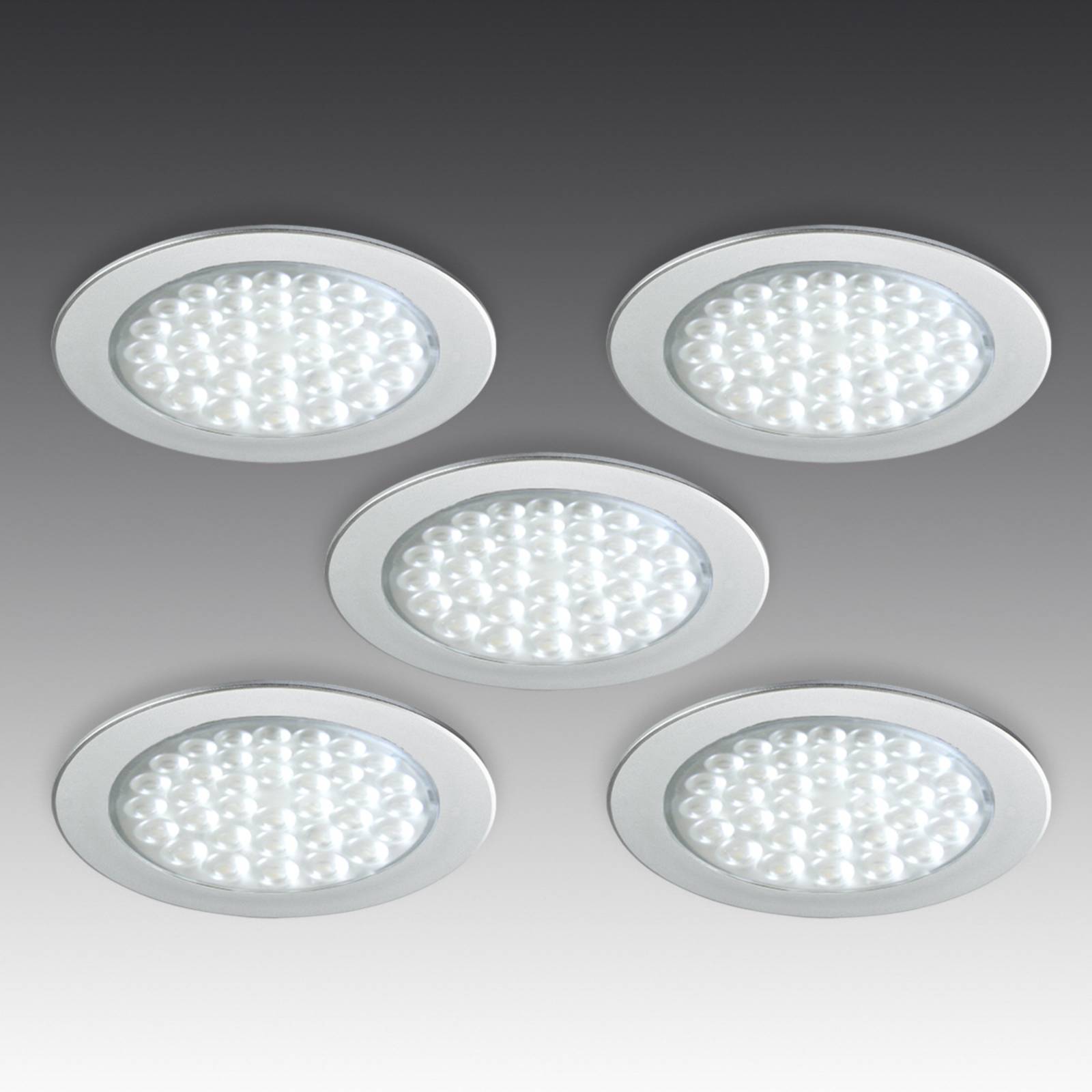 R 68-LED Einbaustrahler in Edelstahloptik, 5er-Set R 68-LED Einbaustrahler in Edelstahloptik, 5er-Set von Hera