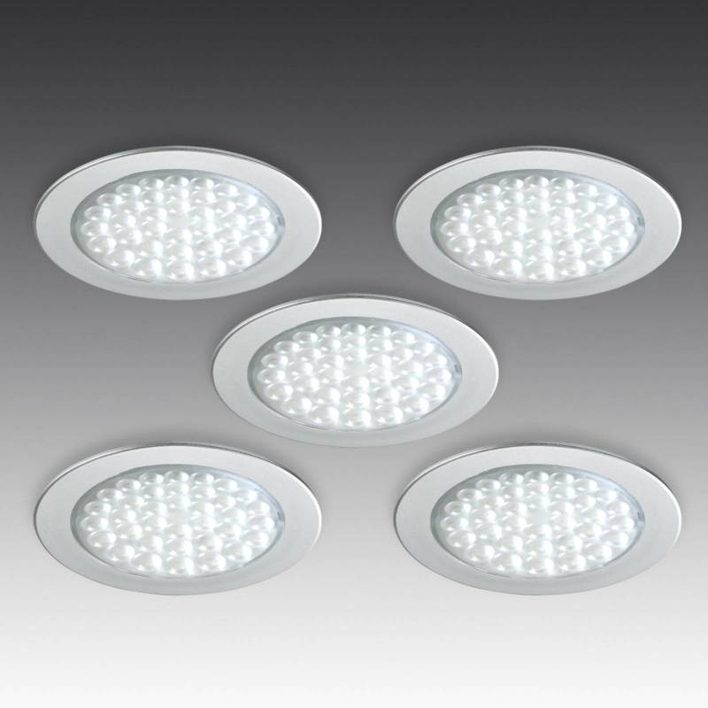 R 68-LED Einbaustrahler in Edelstahloptik, 5er-Set von Hera