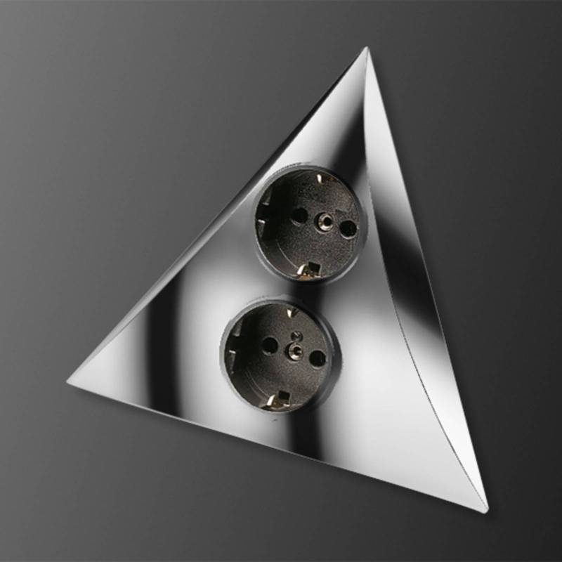 2er-Steckdose Luxor, chrom matt, Kunststoff, IP20 von Hera