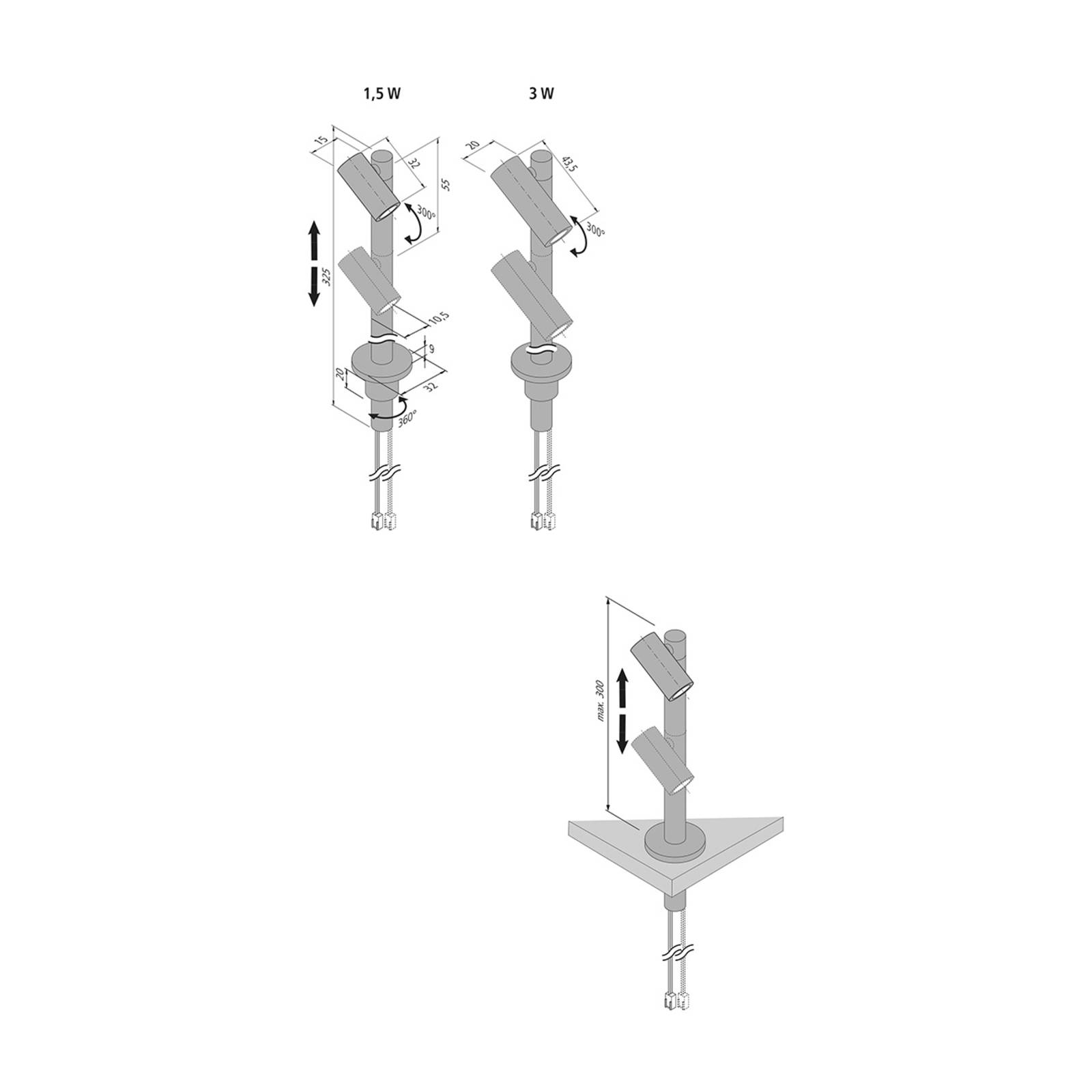 Strahler LED Duo Spot 2 x 3 W, alu, 3.000 K von Hera