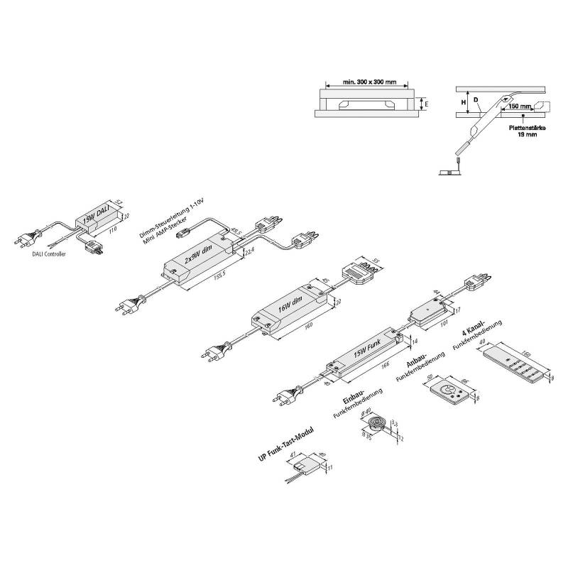 Trafo LED 350 mA / 16 W mit 3fach-Verteiler von Hera