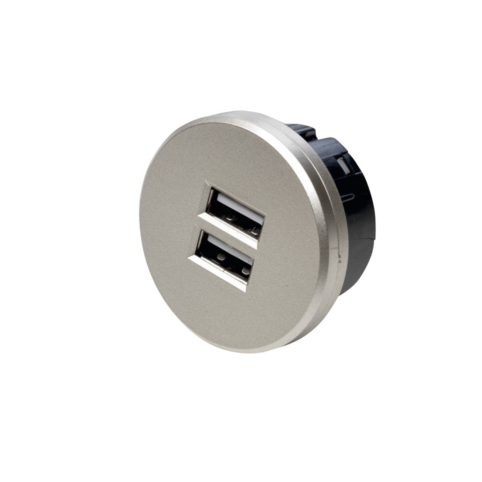USB-Doppelsteckdose, rund, edelstahl USB-Doppelsteckdose, rund, edelstahl von Hera