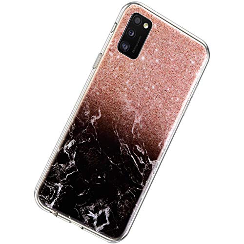 Herbests Kompatibel mit Samsung Galaxy A41 Hülle Marmor Muster Ultra Dünn Weich Silikon Handyhülle Mode Chic Stein Marble Case Anti-kratzt Schutzhülle Crystal Case Tasche,Rosa Schwarz von Herbests