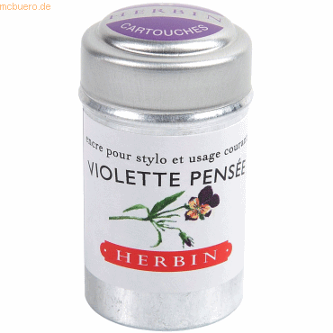 6 x Herbin Tintenpatronen VE=Dose mit 6 Stück Stiefmütterchen von Herbin