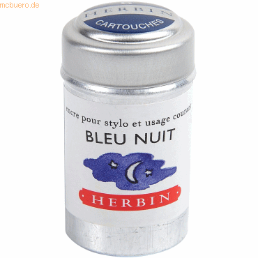 6 x Herbin Tintenpatronen VE=Dose mit 6 Stück nachtblau von Herbin