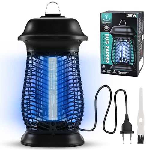 Herboom Insektenvernichter Elektrisch mit LED-Licht, Mückenlampe 2600V mit 20W UV Lampe, Mückenfalle elektrisch, Mückenabwehr, Fliegenfalle Elektrisch, Insekten Lampe für Mücken, Motte, Fliegen, IPX4 von Herboom