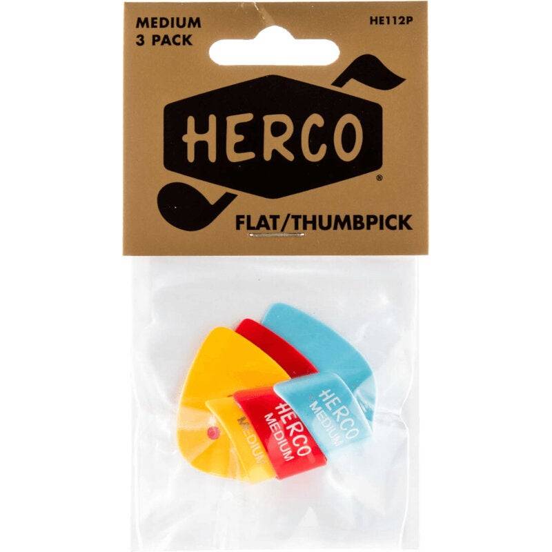 Herco HE112P Flat-Thumbpicks Medium (Pack of 3) von Herco