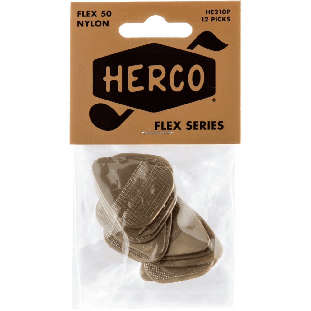 Herco HE210P Flex 50 Nylon Flat Picks Plektren (12 Stück) von Herco