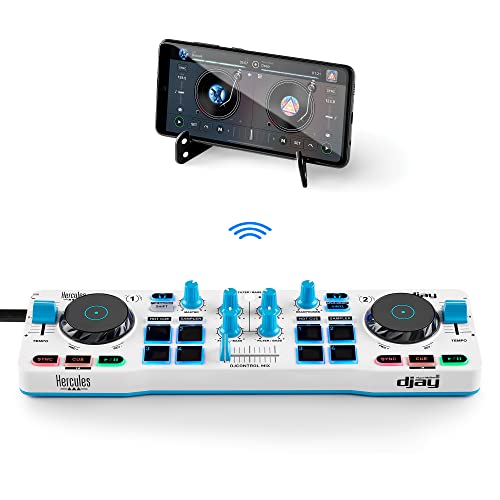 HERCULES DJControl Mix Blue Edition - Kabelloser DJ-Controller mit Bluetooth für Smartphones - Exklusiv bei Amazon von Hercules