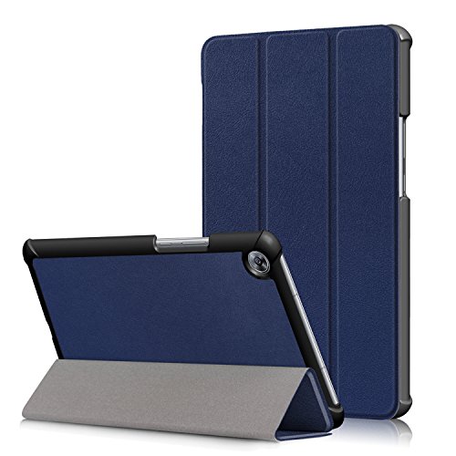 HereMore Huawei MediaPad M5 8.4 Hülle, Ultra Schlank PU Leder Tasche Ständer Schutzhülle Smart Cover mit Auto Schlaf/Wach Funktion für Huawei MediaPad M5 8.4 Zoll 2018 Modell Tablet PC, Dunkelblau von HereMore