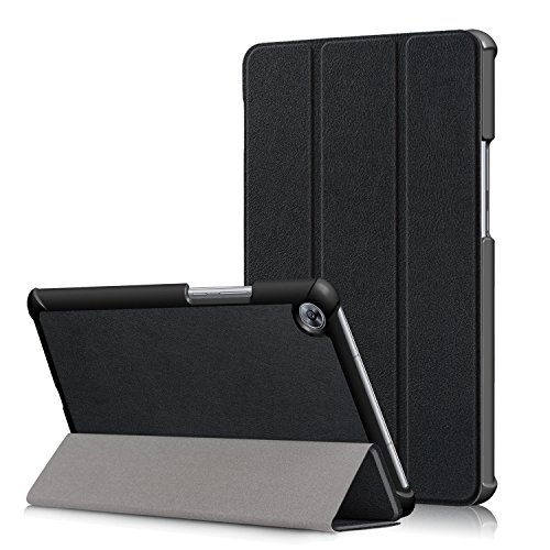 HereMore Hülle Kompatibel mit Huawei MediaPad M5 8.4 Zoll 2018 Modell, Ultra Schlank PU Leder Tasche Ständer Schutzhülle Smart Cover mit Auto Schlaf/Wach Funktion, Schwarz von HereMore
