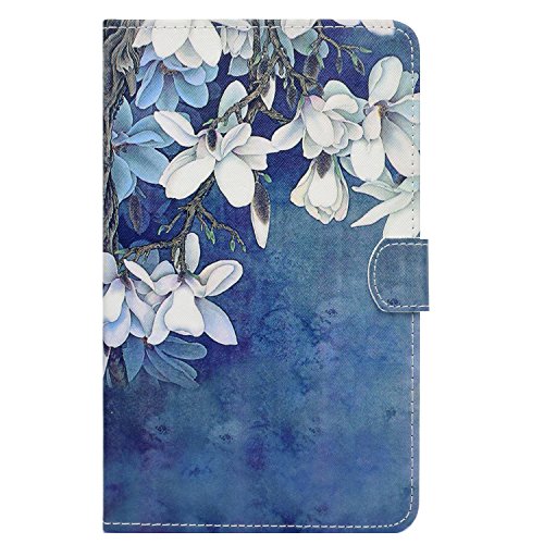 HereMore Samsung Galaxy Tab E 9.6 Hülle, Slim Schutzhülle Tasche Case mit Standfunktion für Samsung Galaxy Tab E Tablet (9,6 Zoll, SM-T560N T561), Weiß Blumen von HereMore