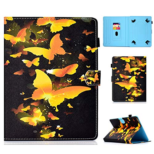 HereMore Universal Hülle für 9-10.1" Tablet, Flip Case Cover Tasche Schutzhülle für Huawei MediaPad T3 T5/M5 Lite 10, Fire HD 10, Galaxy Tab A 10.1/Tab E 9.6, Lenovo Tab10 TB-X103F, Schmetterling von HereMore