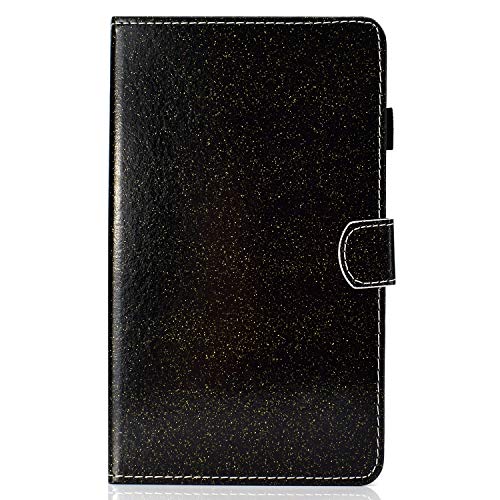 Samsung Galaxy Tab A6 7.0 Hülle, Ultra Dünn Leder Schutzhülle Glitzer Stand Cover mit Pencilhalterung und Kartenfächer für Samsung Galaxy Tab A T280/T285 17,8 cm (7 Zoll) Tablet-PC, Schwarz von HereMore