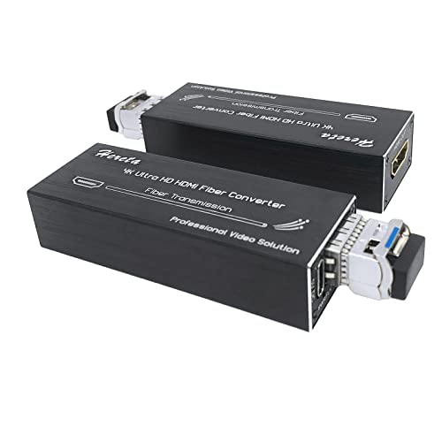Hereta 4K HDMI-Faser-Extender mit SFP-Modul (LC-Port) 20km Glasfaser-Transceiver über Single-Mode, optische Faser, unkomprimiert, Keine Verlust, Keine Latenzübertragung, Einzelmodus, einzelne Faser von Hereta