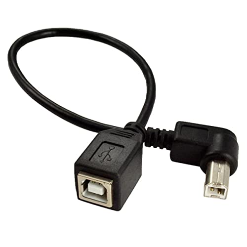 Drucker-Verlängerungskabel, USB Typ-B Stecker auf Buchse, 90 Grad abgewinkeltes USB 2.0 Typ B Kabel, 50 cm USB B Verlängerungskabel für Druckerscanner, mobile HDD und mehr (links abgewinkelt) von Herfair