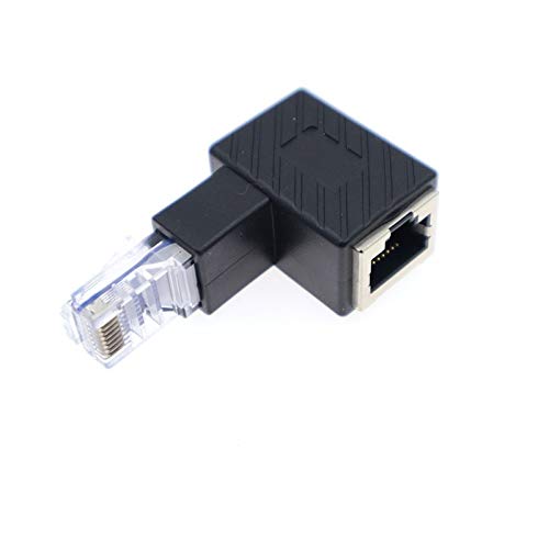 Ethernet-Adapter, Cat5e/Cat6/Cat7 Ethernet-Adapter, 90 Grad nach oben, unten, links, rechts, RJ45/8P8C Ethernet Buchse auf RJ45/8P8C Stecker Adapter (nach oben abgewinkelt) von Herfair