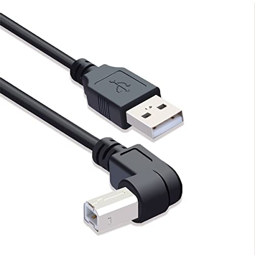 Herfair USB zu Drucker Kabel USB 2.0 A Stecker auf B 90° 480Mbit/s High Speed Adapter Kabel/Wireless Adapter Verlängerungskabel (links) 1,5m von Herfair
