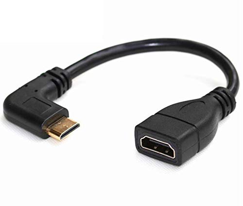 Mini HDMI auf HDMI Adapter, HDMI zu Mini HDMI Konverter, Mini HDMI Stecker auf HDMI Buchse Stecker für Computer, Laptop, TV, Grafikkarte, Kamera, Tablet (rechtwinklig, 15 cm) von Herfair
